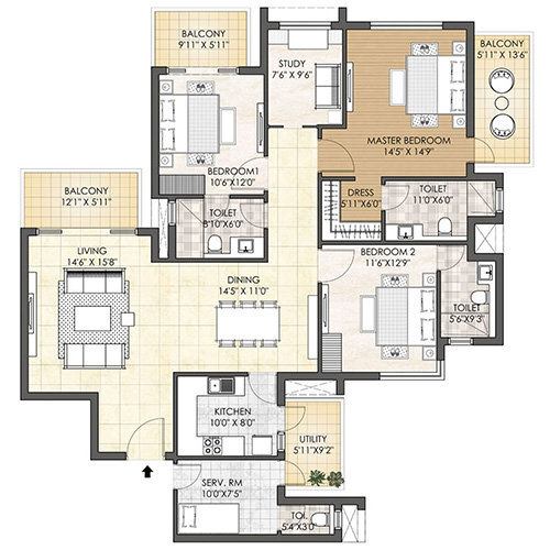 Oyster Grande Typical unit plan Type A (Tower B)