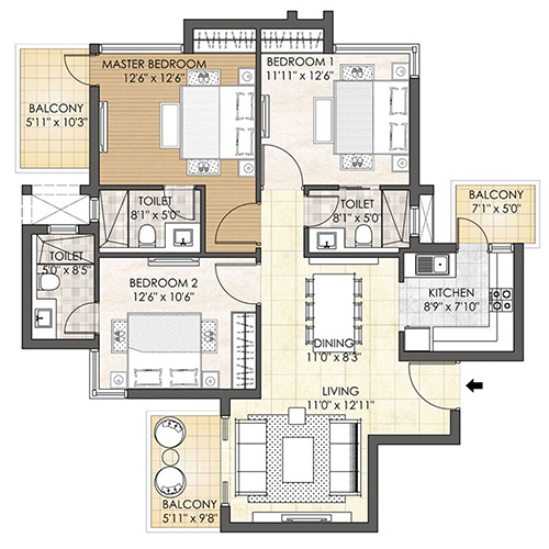 Oyster Grande Typical unit plan Type A ( Tower D & E)