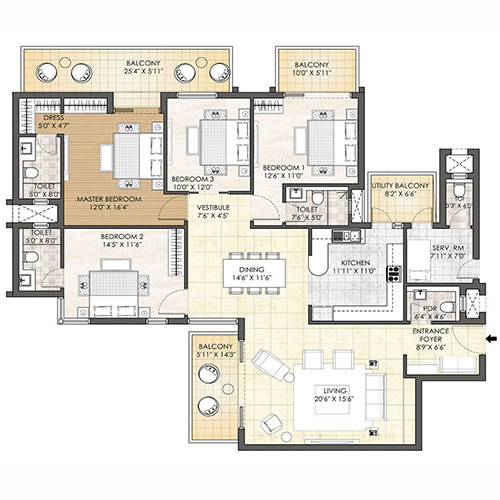 Oyster Grande Typical unit plan Type A (Tower J)