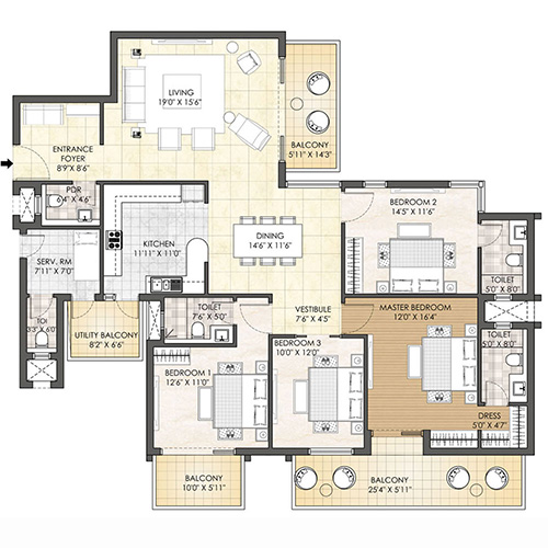 Oyster Grande Typical unit plan Type B (Tower H)