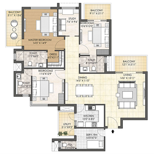 Oyster Grande Typical unit plan Type B (Tower B)